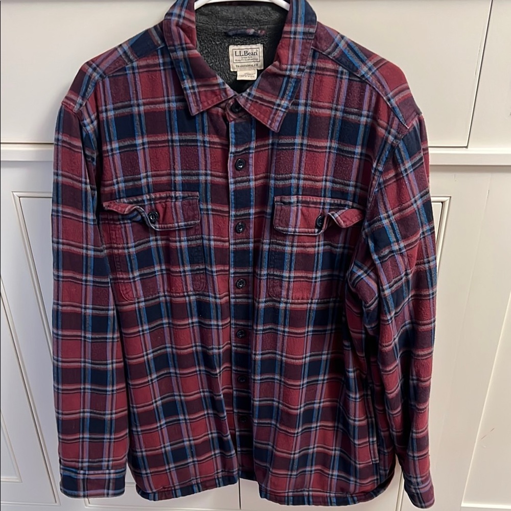 L.L. Bean Red and Blue Plaid Field Jacket